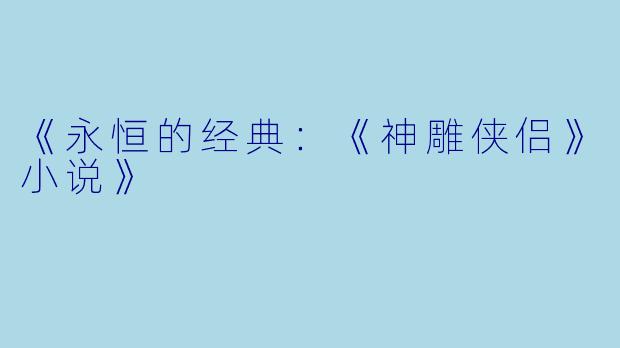 《永恒的经典：《神雕侠侣》小说》