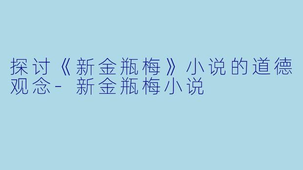 探讨《新金瓶梅》小说的道德观念-新金瓶梅小说