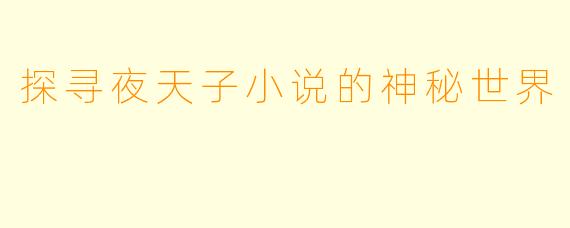 探寻夜天子小说的神秘世界