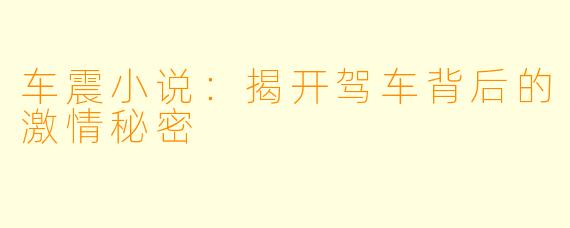 车震小说：揭开驾车背后的激情秘密