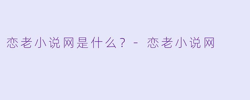 恋老小说网是什么？