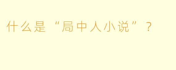 什么是“局中人小说”？