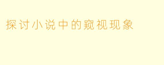 探讨小说中的窥视现象