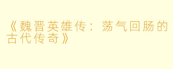 《魏晋英雄传:荡气回肠的古代传奇》