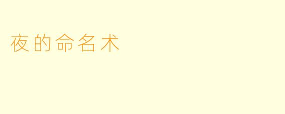 夜的命名术