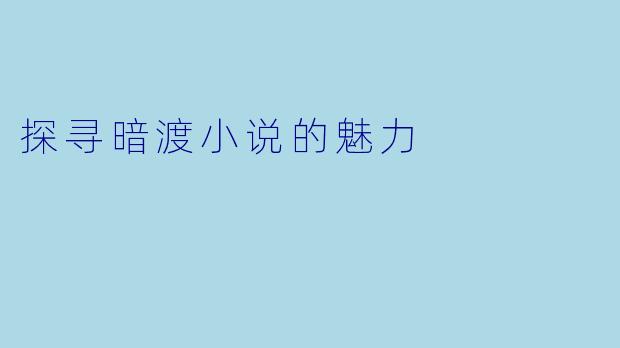 探寻暗渡小说的魅力