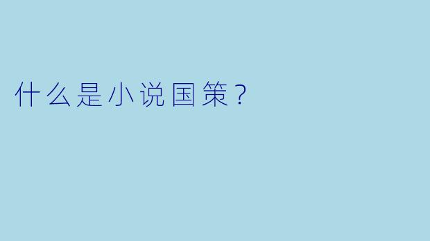 什么是小说国策？