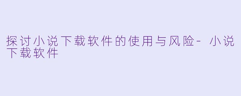 探讨小说下载软件的使用与风险-小说下载软件