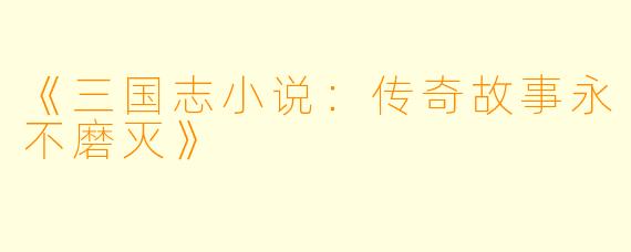 《三国志小说:传奇故事永不磨灭》