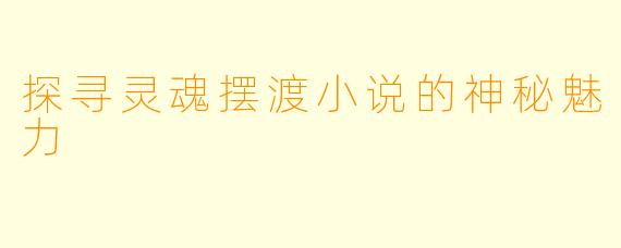 探寻灵魂摆渡小说的神秘魅力