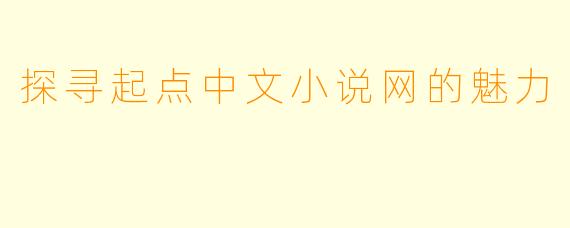 探寻起点中文小说网的魅力