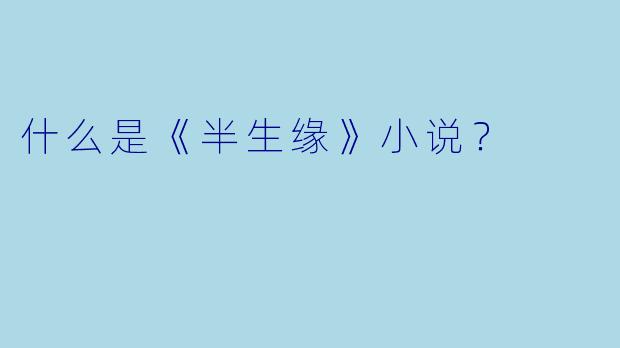 什么是《半生缘》小说？