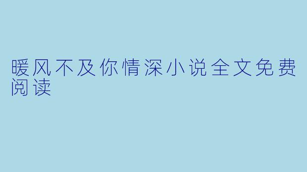暖风不及你情深小说全文免费阅读