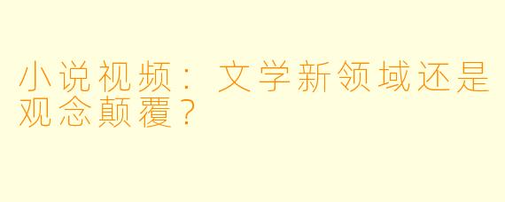 小说视频：文学新领域还是观念颠覆？