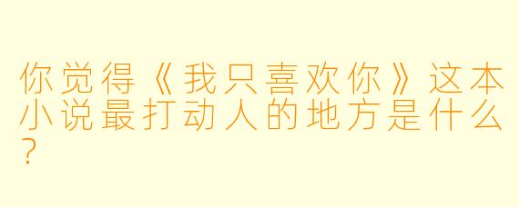 你觉得《我只喜欢你》这本小说最打动人的地方是什么？