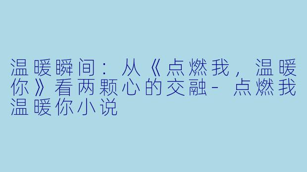 温暖瞬间：从《点燃我，温暖你》看两颗心的交融-点燃我温暖你小说