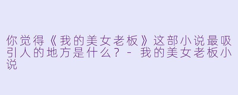你觉得《我的美女老板》这部小说最吸引人的地方是什么?