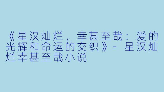 《星汉灿烂，幸甚至哉：爱的光辉和命运的交织》-星汉灿烂幸甚至哉小说