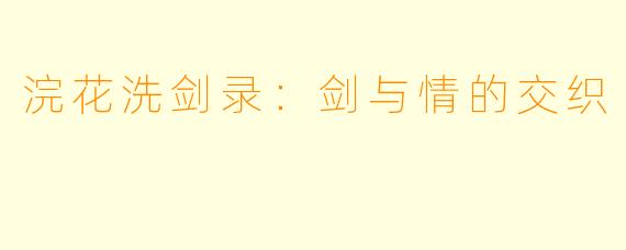 浣花洗剑录：剑与情的交织