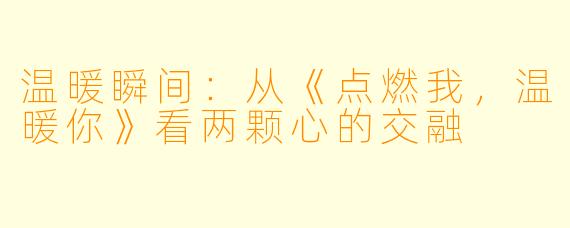 温暖瞬间:从《点燃我,温暖你》看两颗心的交融