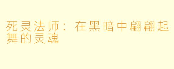 死灵法师：在黑暗中翩翩起舞的灵魂