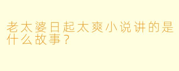 老太婆日起太爽小说讲的是什么故事?