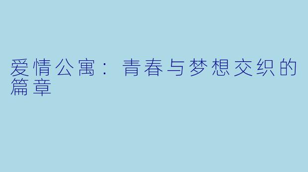 爱情公寓：青春与梦想交织的篇章