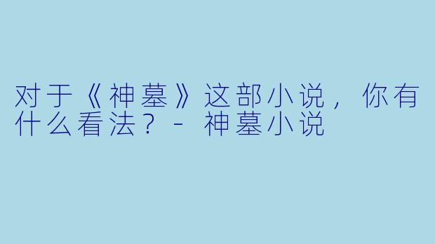 对于《神墓》这部小说,你有什么看法?