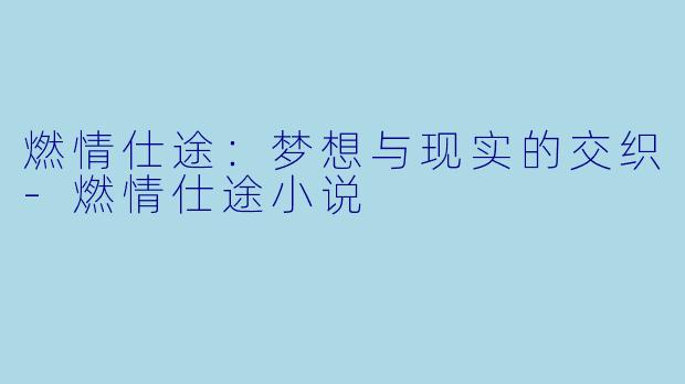 燃情仕途：梦想与现实的交织-燃情仕途小说