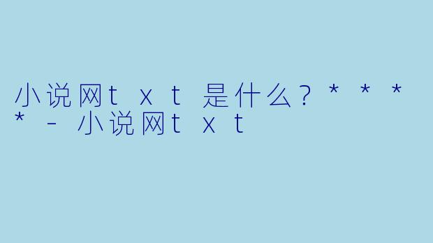 小说网txt是什么?****