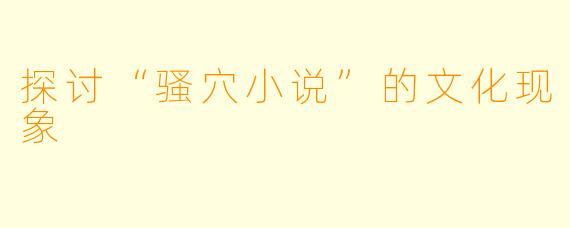 探讨“骚穴小说”的文化现象