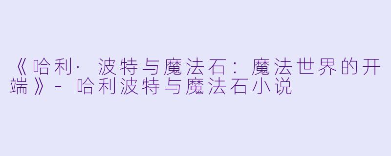 《哈利·波特与魔法石:魔法世界的开端》