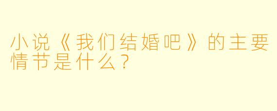 小说《我们结婚吧》的主要情节是什么?