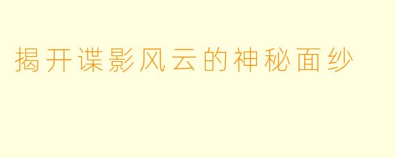 揭开谍影风云的神秘面纱