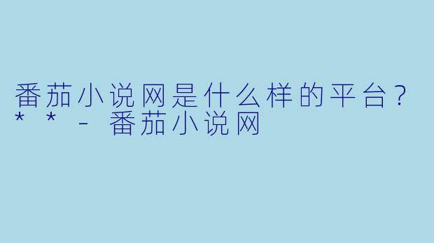 番茄小说网是什么样的平台?**