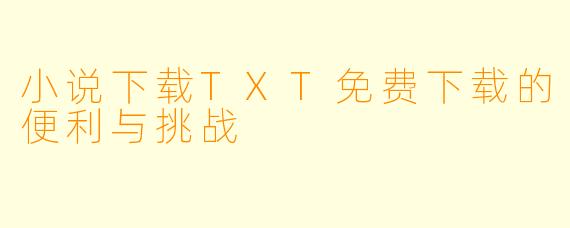 小说下载TXT免费下载的便利与挑战