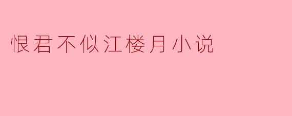 恨君不似江楼月小说