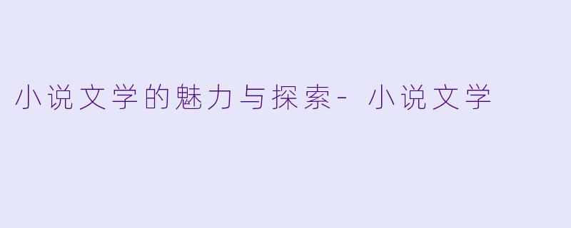 小说文学的魅力与探索