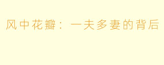 风中花瓣：一夫多妻的背后