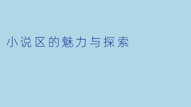 小说区的魅力与探索