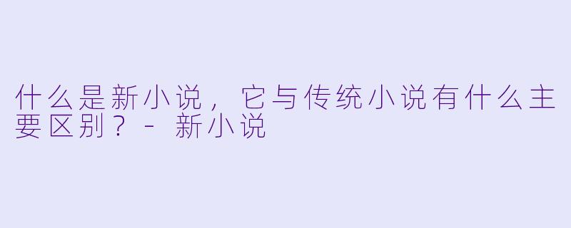 什么是新小说,它与传统小说有什么主要区别?