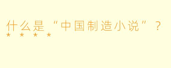 什么是“中国制造小说”?****