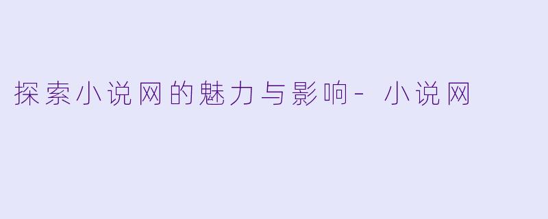 探索小说网的魅力与影响