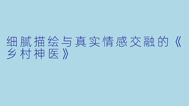细腻描绘与真实情感交融的《乡村神医》