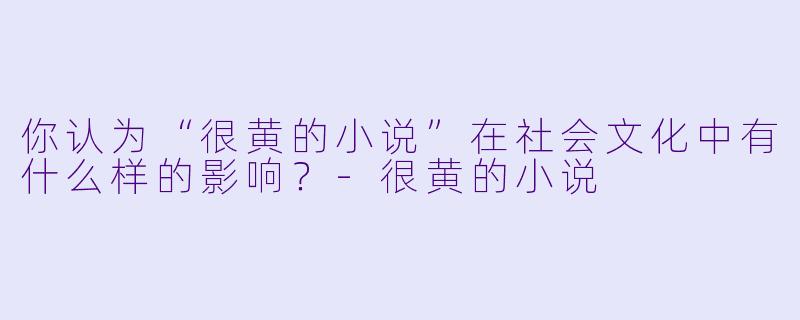 你认为“很黄的小说”在社会文化中有什么样的影响?