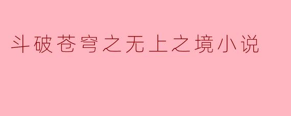 斗破苍穹之无上之境小说