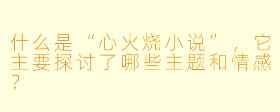 什么是“心火烧小说”,它主要探讨了哪些主题和情感?