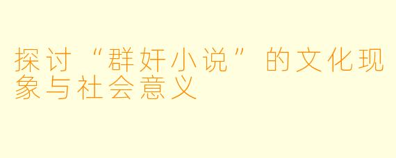 探讨“群奸小说”的文化现象与社会意义