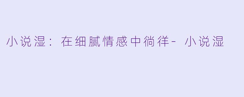 小说湿：在细腻情感中徜徉-小说湿