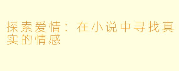 探索爱情：在小说中寻找真实的情感